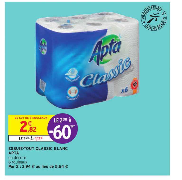 essuie tout classic blanc apta le 2ème à -60%