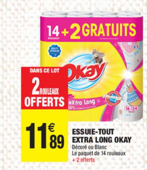 essuie tout extra long okay 14+2 gratuits
