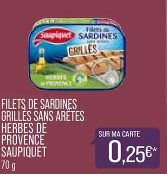 filets de sardines grillés sans arêtes herbes de provence saupiquet