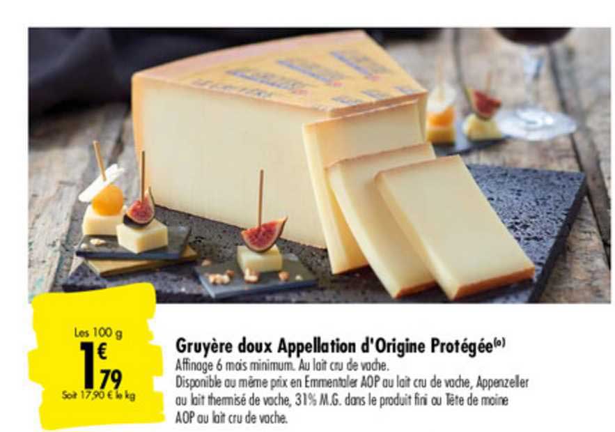 gruyère doux appellation d'origine protégée