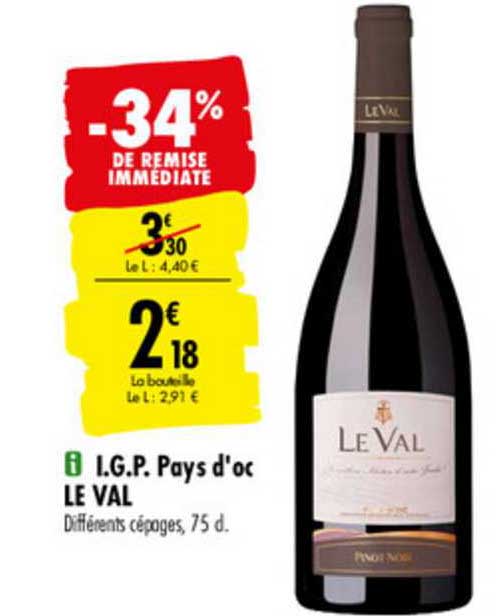 i.g.p. pays d'oc le val -34% de remise immédiate