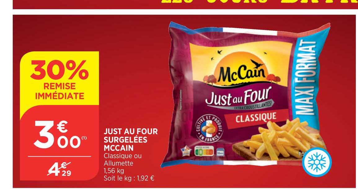 just au four surgelées mccain 30% de remise immédiate