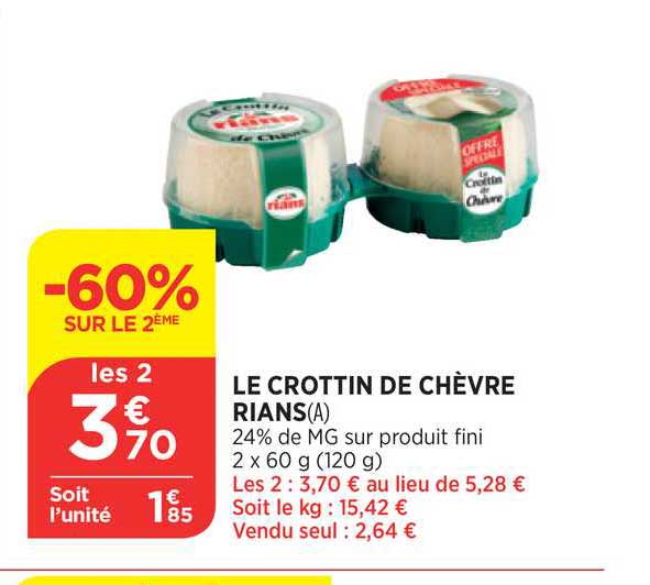 Le Crottin De Chèvre Rians -60% Sur Le 2ème