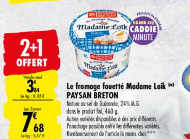 le fromage fouetté madame loik paysan breton 2+1 offert