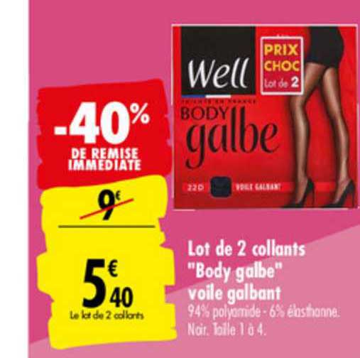 lot de 2 collants "body galbe" voile galbant -40% de remise immédiate