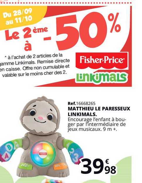 matthieu le paresseux linkimals le 2ème à -50%