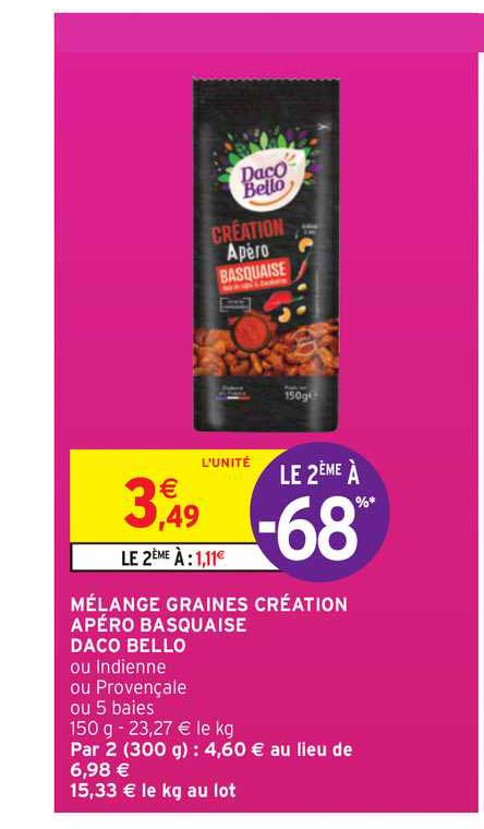 mélange graines création apéro basquaise daco bello le 2ème à -68%
