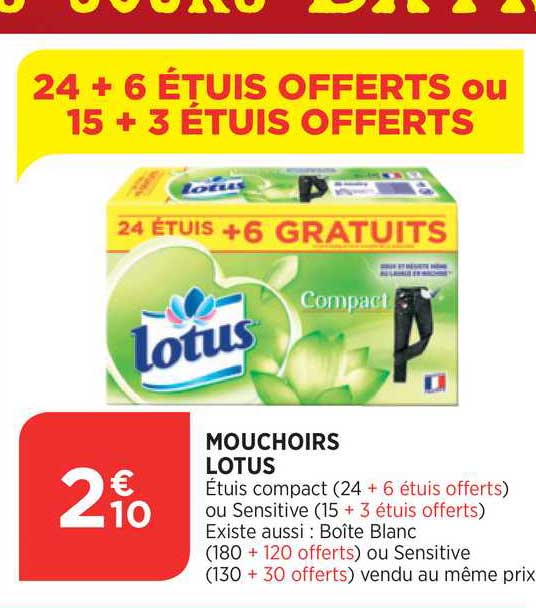 mouchoirs lotus 24+6 gratuits