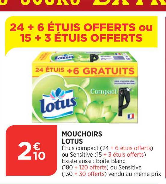 Mouchoirs Lotus 24+6 Gratuits