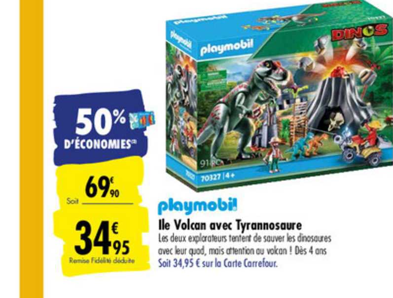 playmobil ile volcan avec tyrannosaure
