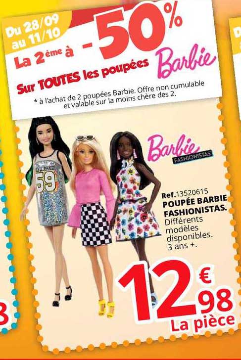 poupée barbie fashionistas le 2ème à -50%