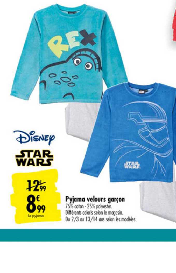 pyjama velours garçon disney star wars