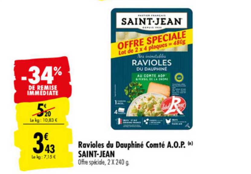 ravioles du dauphiné compté a.o.p. saint jean -34% de remise immédiate
