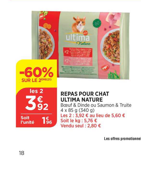 Repas Pour Chat Ultima Nature -60% Sur Le 2ème