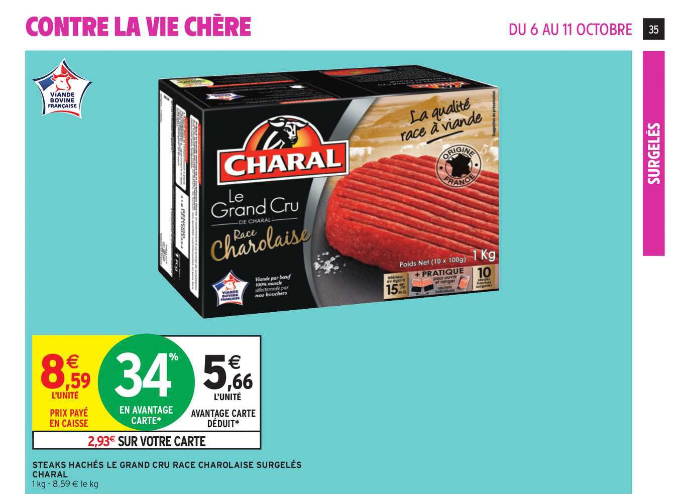 Steaks Hachés Le Grand Cru Race Charolaise Surgelés Charal