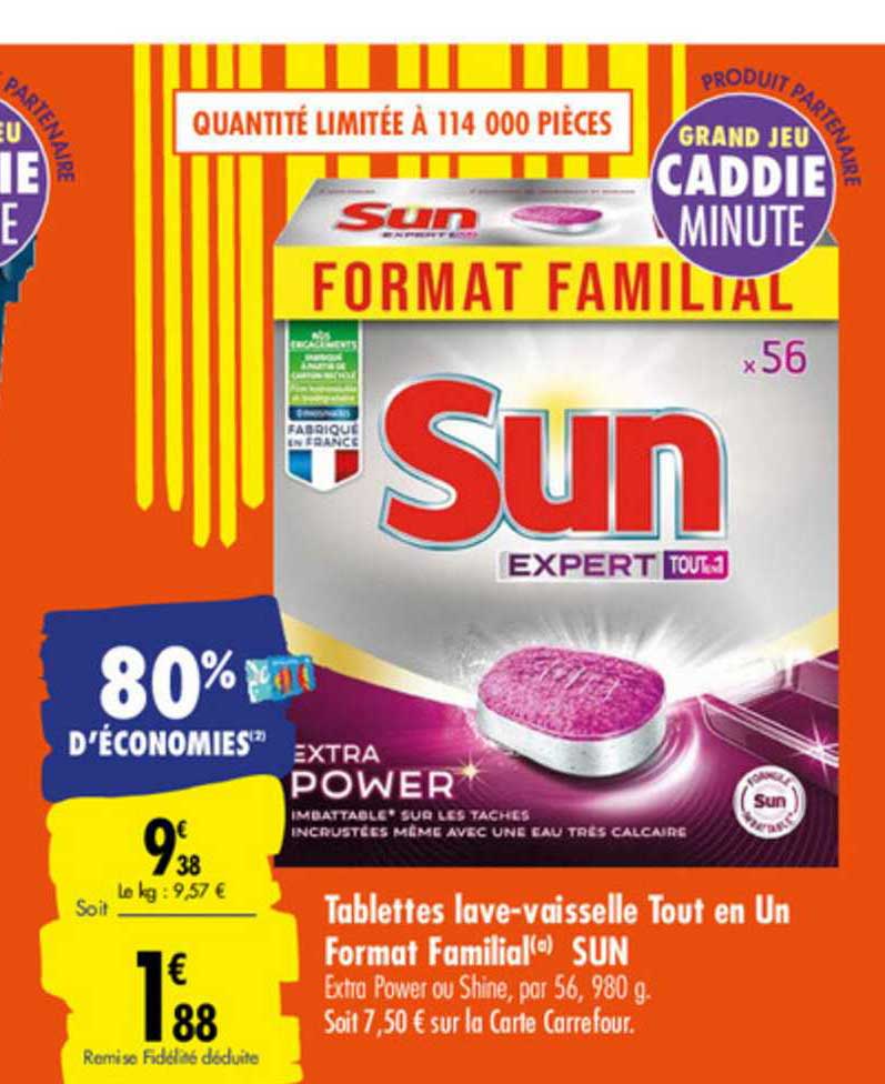 tablettes lave vaisselle tout en un format familial sun