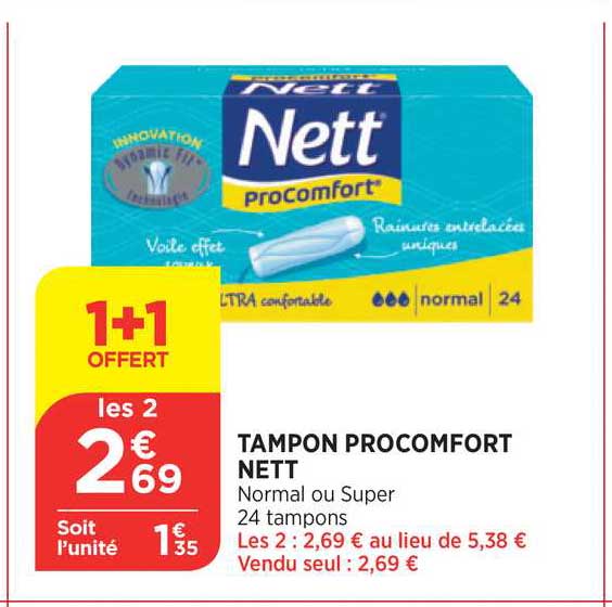 tampon procomfort nett 1+1 offert