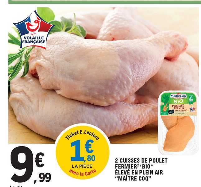 2 Cuisses De Poulet Fermier Bio élevé En Plein Air "maître Coq"