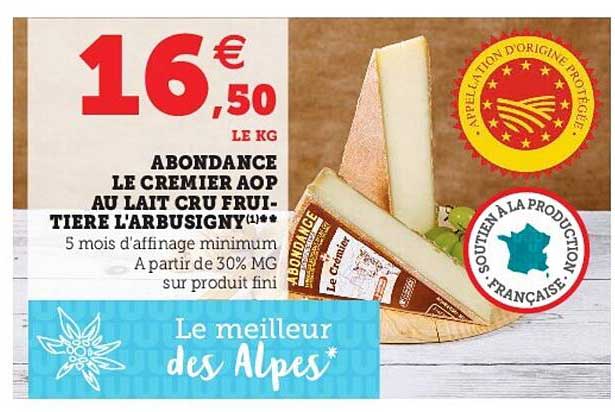 Abondance Le Cremier Aop Au Lait Cru Fruitière L'arbusigny