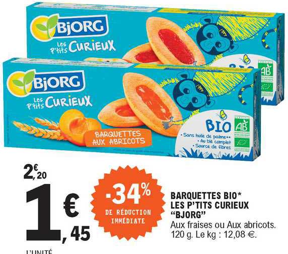 barquettes bio les p'tits curieux "bjorg"