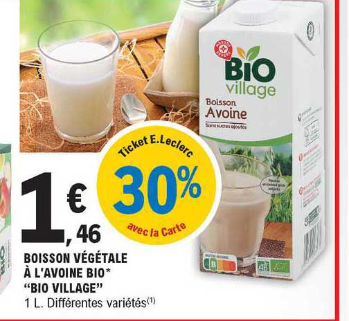 boisson végétale à l'avoine bio "bio village"