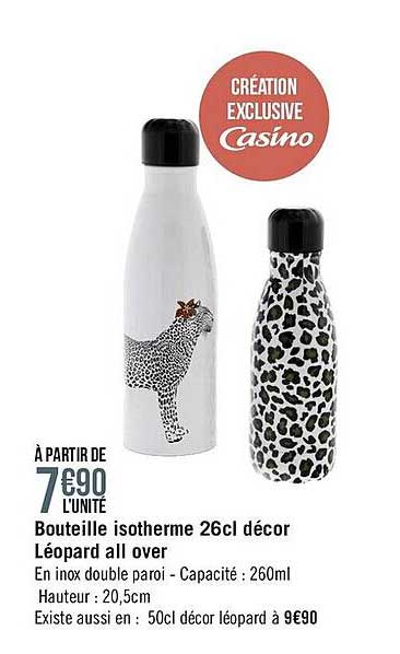 bouteille isotherme 26cl décor léopard all over casino