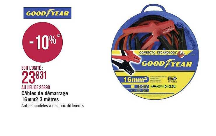 câbles de démarrage 16mm² 3 mètres