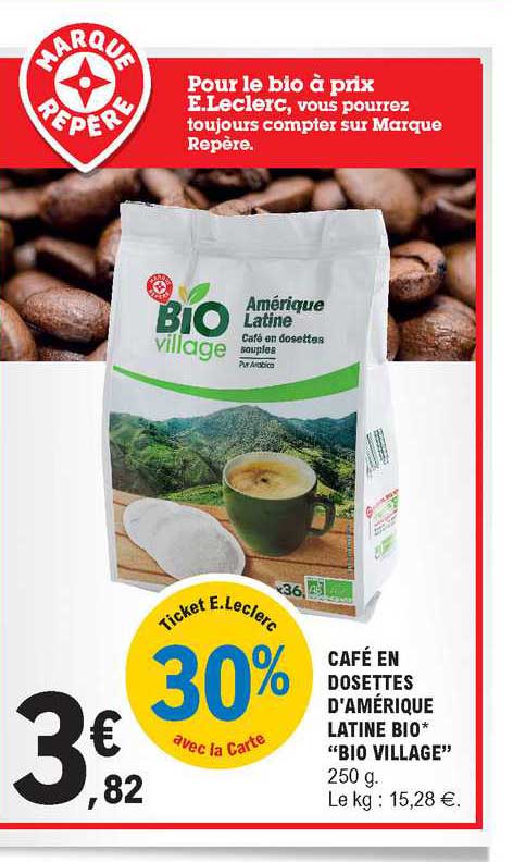 café en dosettes d'amérique latine bio "bio village"