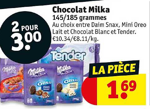 chocolat milka 145-185 grammes