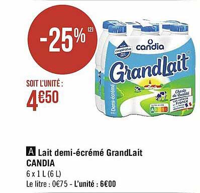 clait demi-écrémé grandlait candia