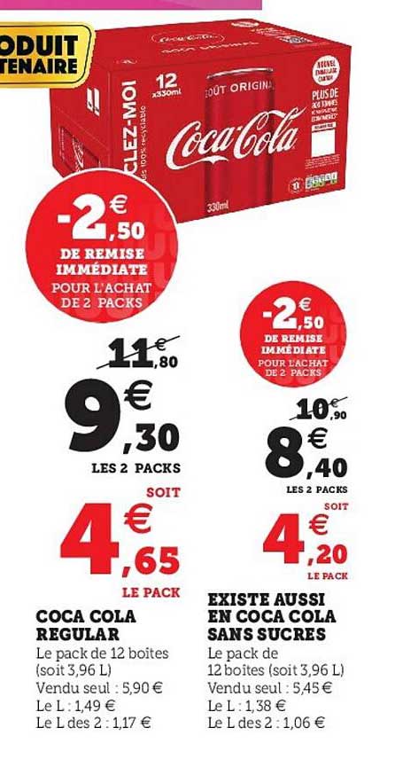 coca-cola regular ou coca-cola sans sucres