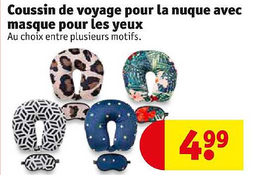 coussin de voyage pour la nuque avec masque pour les yeux