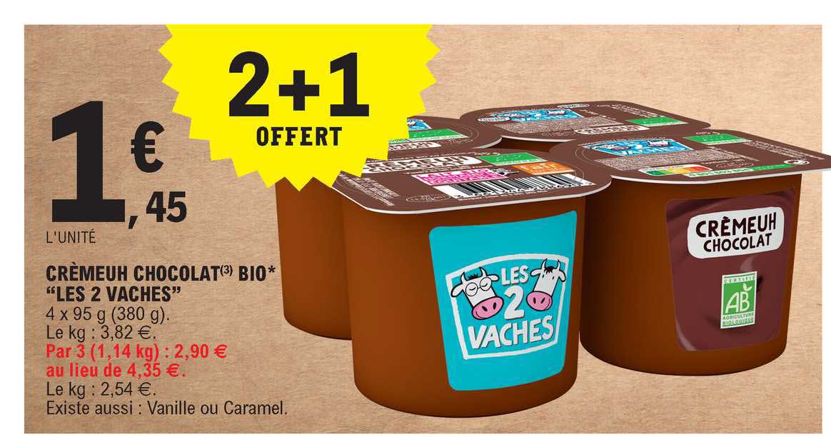 Crèmeuh Chocolat Bio "les 2 Vaches"