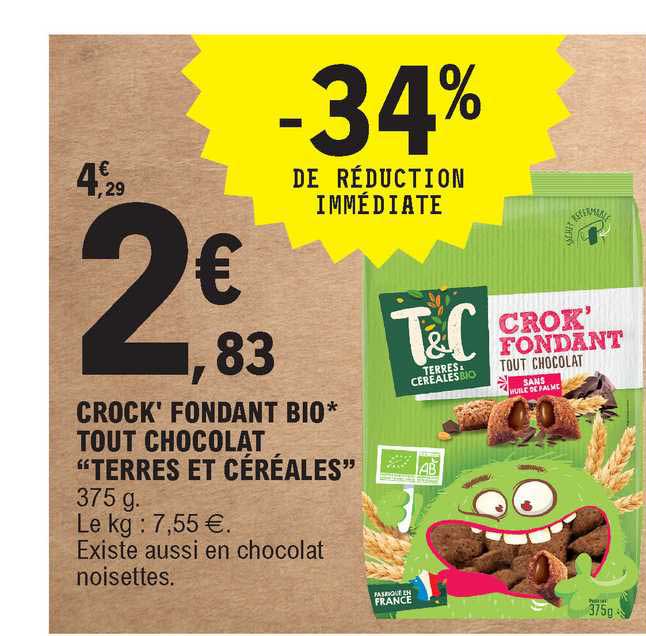 crock' fondant bio tout chocolat "terres et céréales"