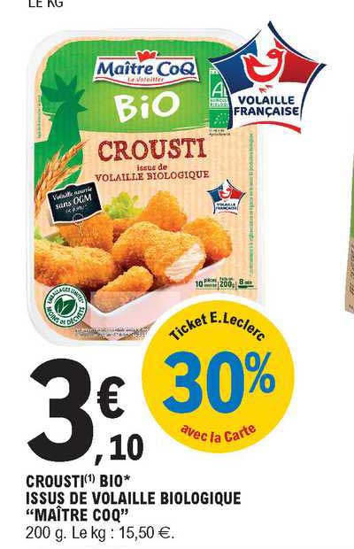 crousti bio issus de volaille biologique "maître coq"