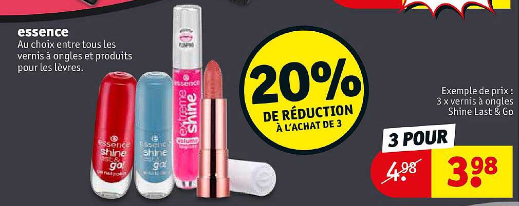 essence : 3 x vernis à ongles shine last & go