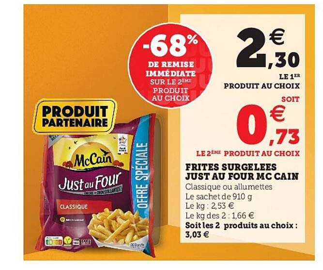 frites surgelées just au four mc cain