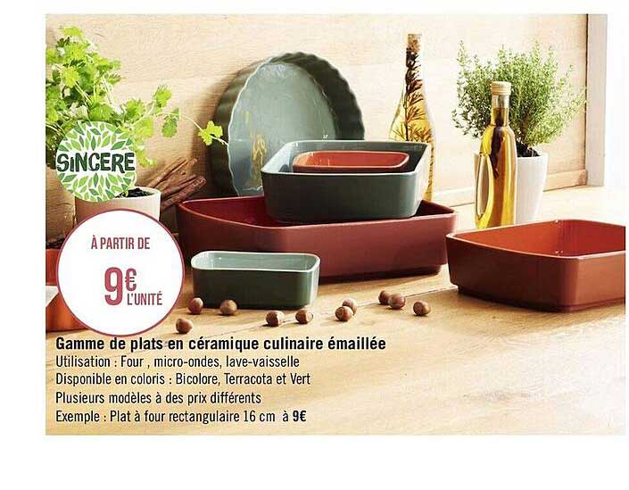 gamme de plats en céramique culinaire émaillée