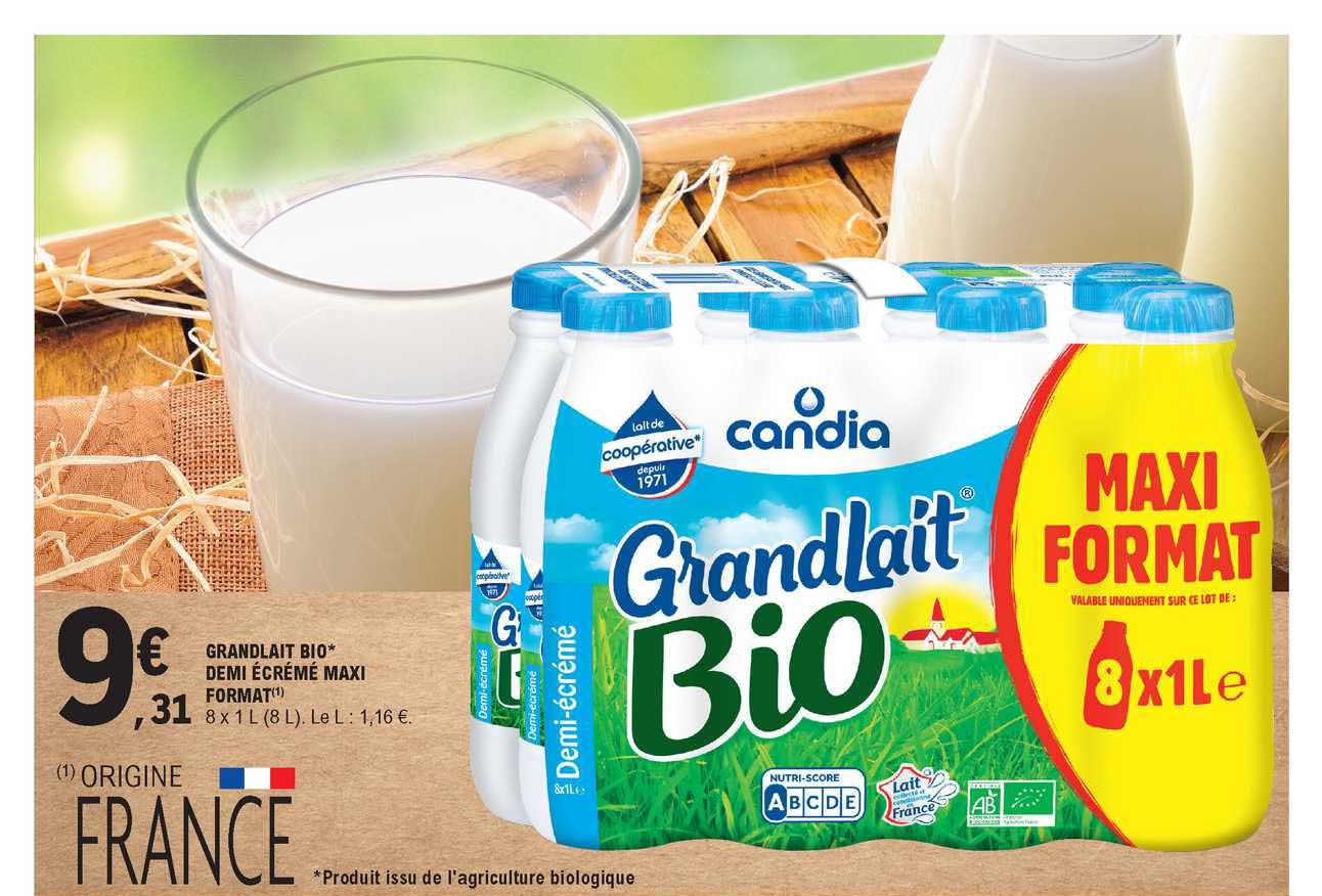 grandlait bio demi écrémé maxi format