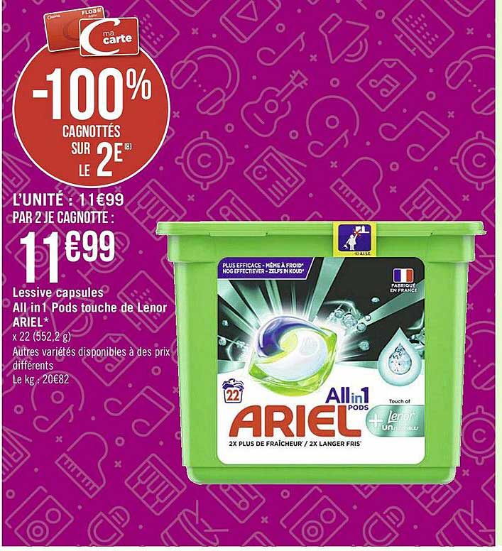 lessive capsules all in 1 pods touche de lenor ariel