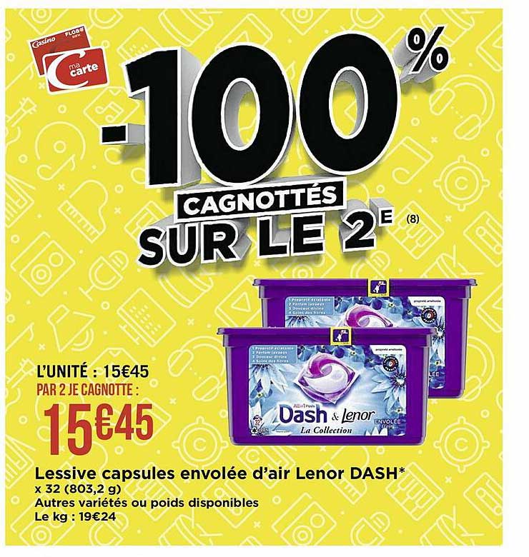 lessive capsules envolée d'air lenor dash