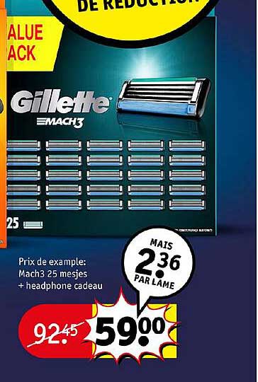 mach3 25 mesjes + headphone cadeau