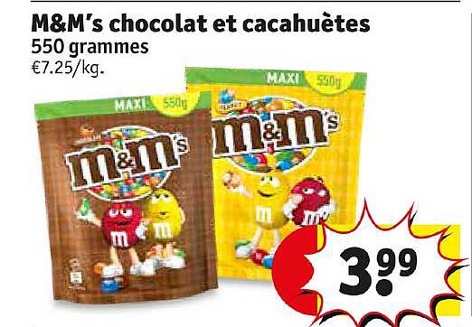m&m's chocolat et cacahuètes 550 grammes