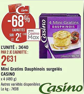 mini gratins dauphinois surgelés casino