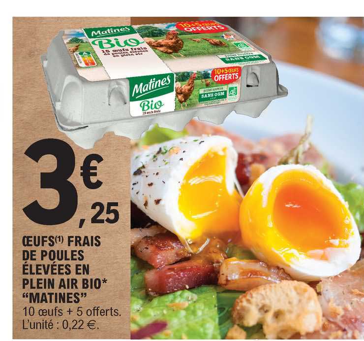 oeufs frais de poules élevées en plein air bio "matines"