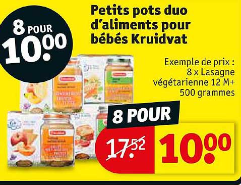 petits pots duo d'aliments pour bébé kruidvat