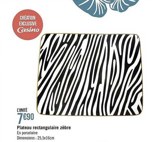 plateau rectangulaire zèbre