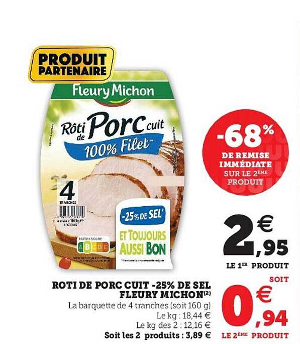 roti de porc cuit -25% de sel fleury michon