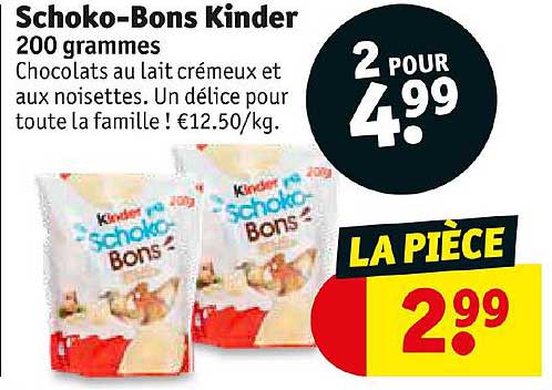 schoki-bons kinder 200 grammes