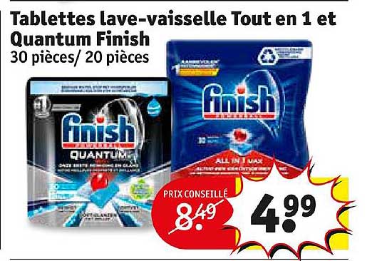tablettes lave-vaisselle tout en 1 et quantum finish